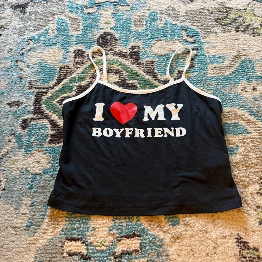 Black SHEIN “I Love My Boyfriend' Tank Top - Picture 4 of 7
